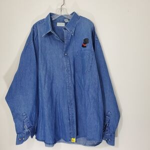 Crossings Denim Shirt with Dog above Pocket, Size 3XL
